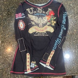 Long sleeve Double D Ranch wear t shirt with vintage feel.